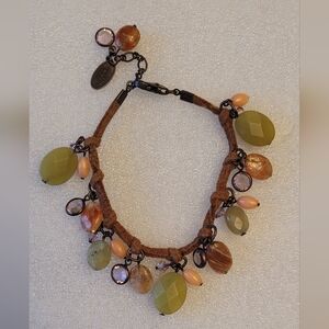 Liz Palacios Leather and Multi-Color Beaded Bracelet With Natural Stones